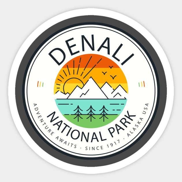 Denali National Park Retro Vintage Sticker by roamfree